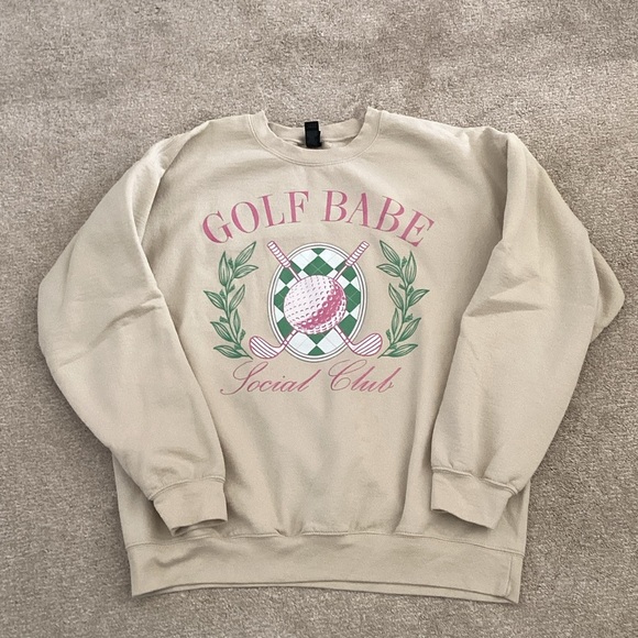 Gildan Tan Golf Babe Sweatshirt large - Picture 4 of 5